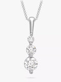 IBB 9ct white gold pendant necklace with cubic zirconia, UK version