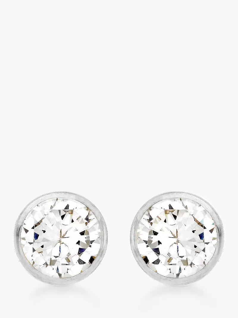 IBB 9ct white gold cubic zirconia stud earrings - British product