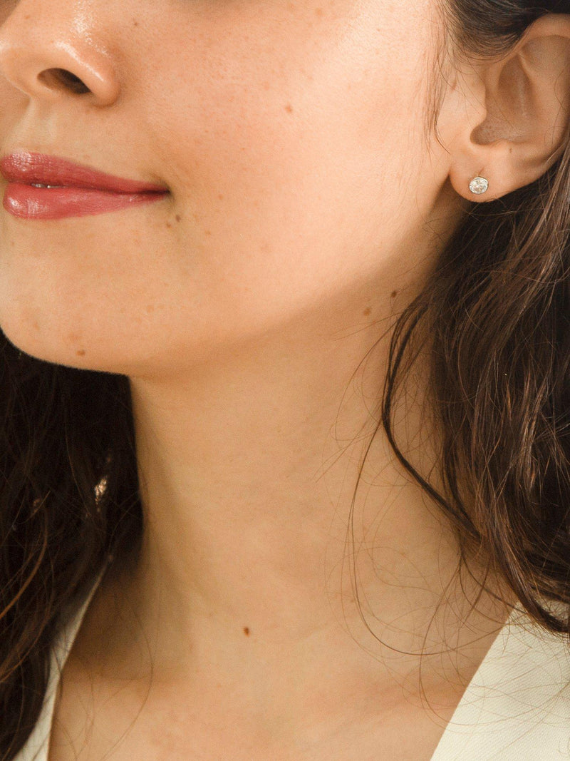 IBB 9ct white gold cubic zirconia stud earrings - British product