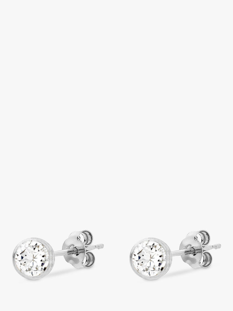 IBB 9ct white gold cubic zirconia stud earrings - British product