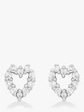 IBB 9ct white gold heart stud earrings, UK version