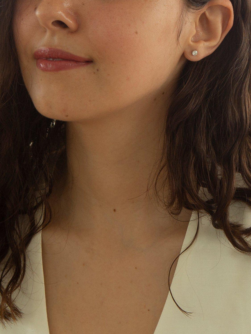 IBB 9ct white gold cubic zirconia stud earrings - British product