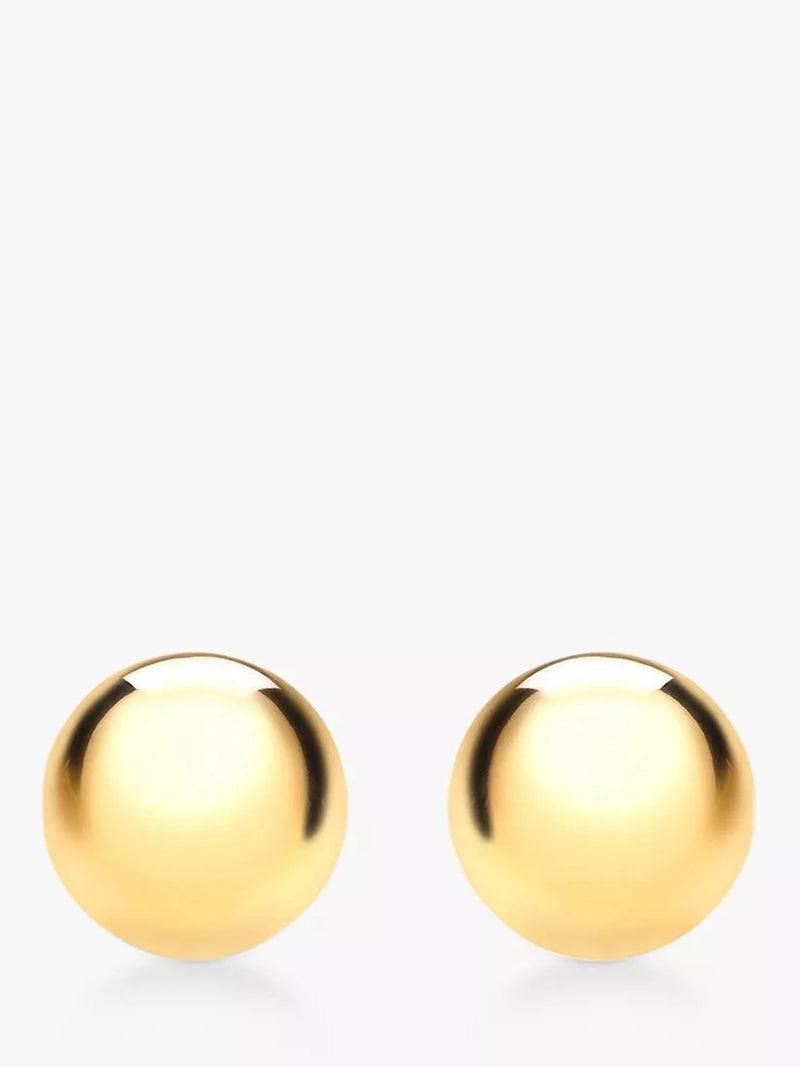 IBB 9ct yellow gold 6mm ball stud earrings, imported from the UK