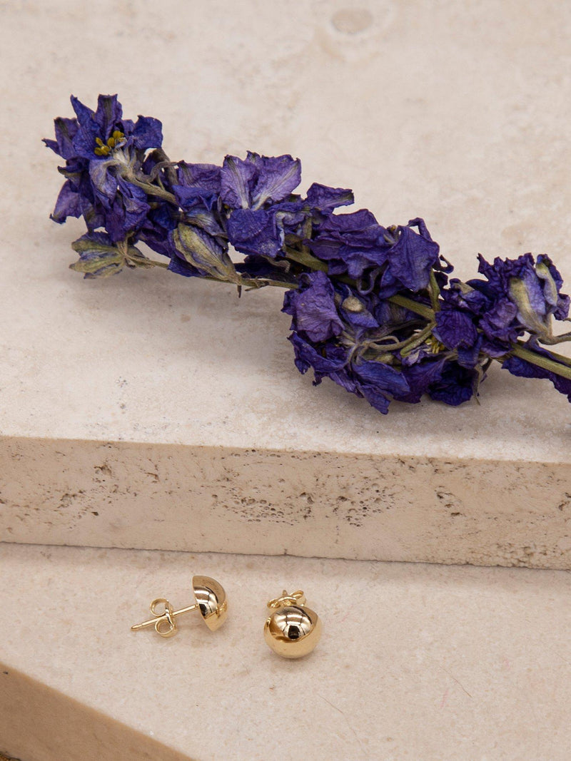 IBB 9ct yellow gold half ball stud earrings 0.8cm - British product