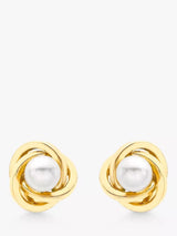 John Lewis IBB 9ct Gold Cultured Pearl Knot Stud Earrings- Buy online at McGrocer