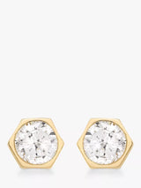 John Lewis IBB 9ct Gold Hexagonal Cubic Zirconia Stud Earrings- Buy online at McGrocer