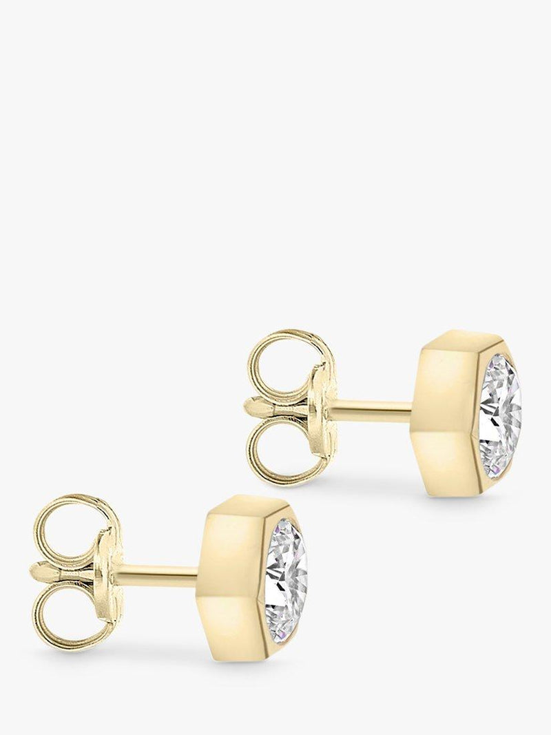 IBB 9ct gold hexagonal cubic zirconia stud earrings, UK version
