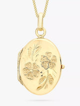 John Lewis IBB 9ct Yellow Gold Daisy Oval Locket Pendant Necklace, 46cm- Buy online at McGrocer
