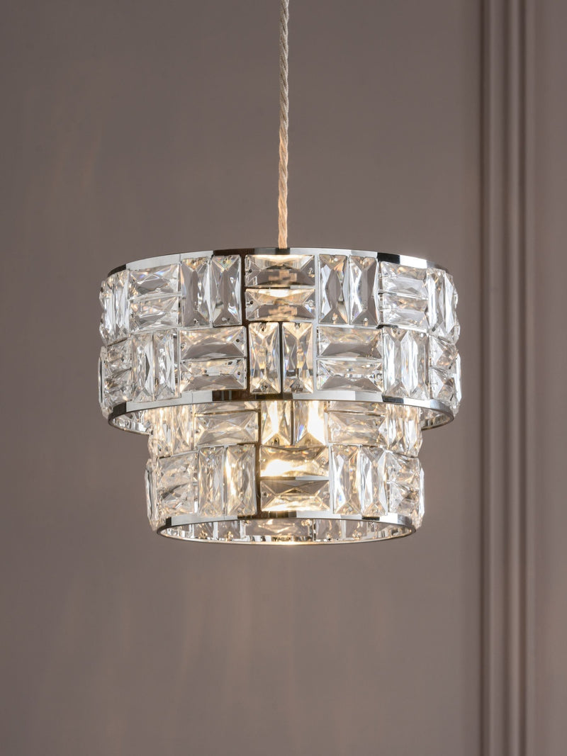 Alexis chrome pendant lamp shade with acrylic beads, UK version