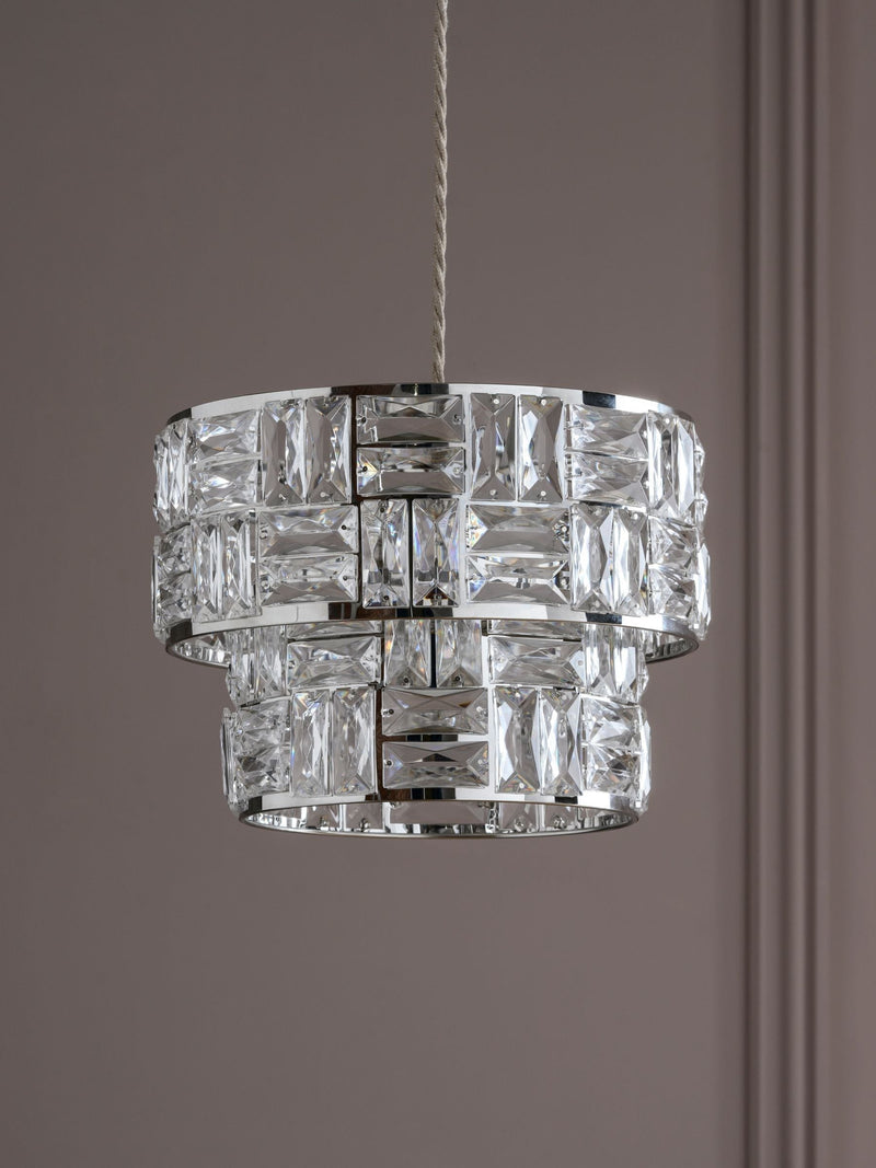 Alexis chrome pendant lamp shade with acrylic beads, UK version