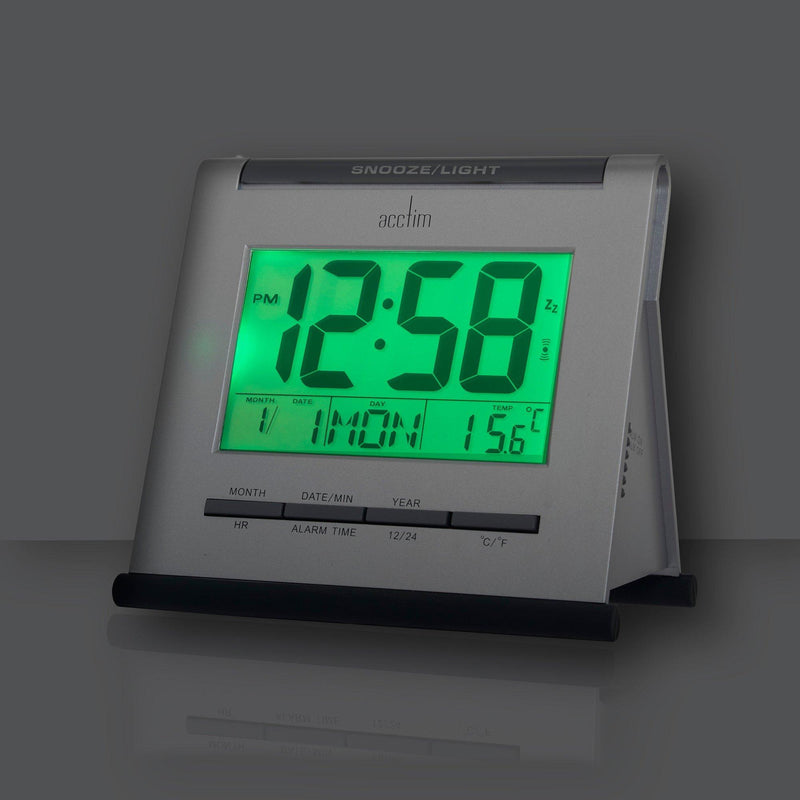 Acctim Apex alarm clock silver, imported from the UK