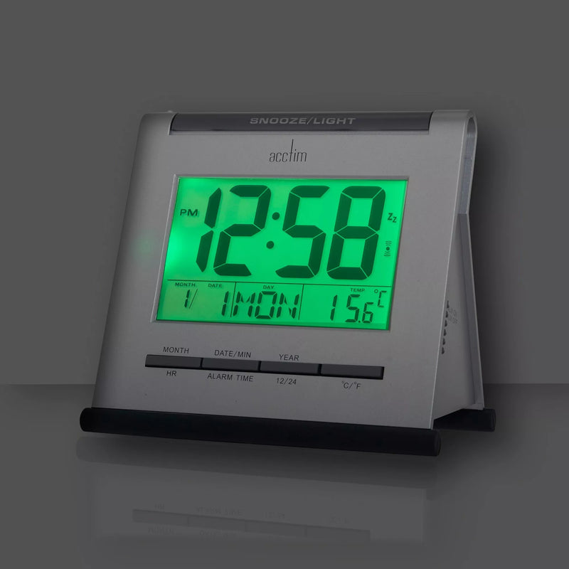 Acctim Apex alarm clock silver, imported from the UK