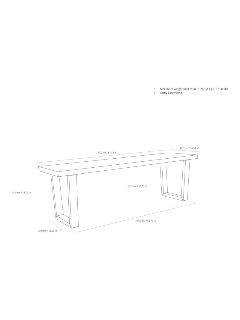 John Lewis Calia 3-seater solid oak dining bench - British product