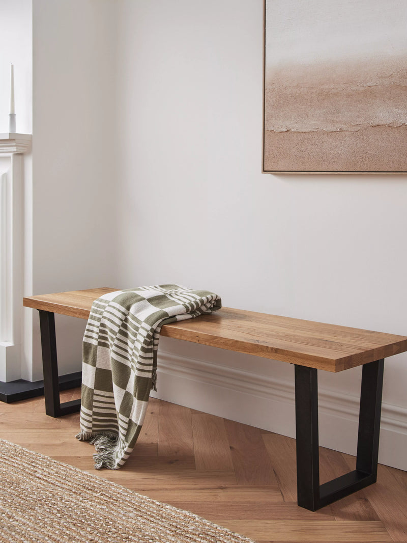 John Lewis Calia 3-seater solid oak dining bench - British product