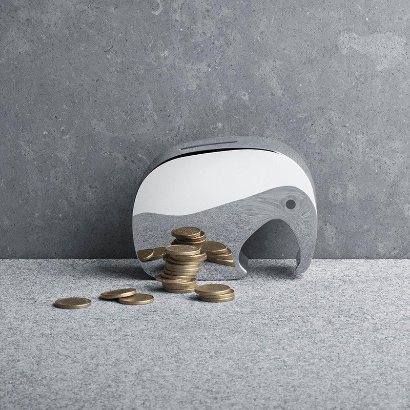 Georg Jensen Miniphant Stainless Steel Money Box 278g, UK version