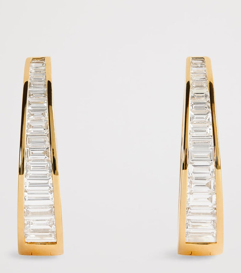 Anita Ko yellow gold and diamond hoop earrings - British product