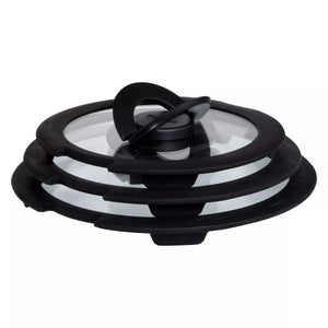 Universal Glass Saucepan Lid Set, 3 Pieces Compatible with 16-20cm Pans