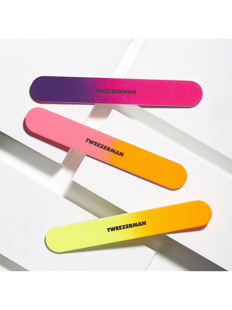 Tweezerman Neon Hot Filemates nail files, pack of 3 (British brand)