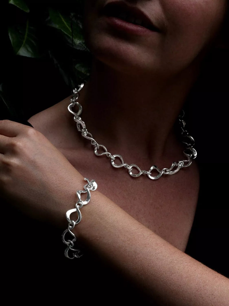 Nina B sterling silver twisted open link bracelet 21cm (British brand)