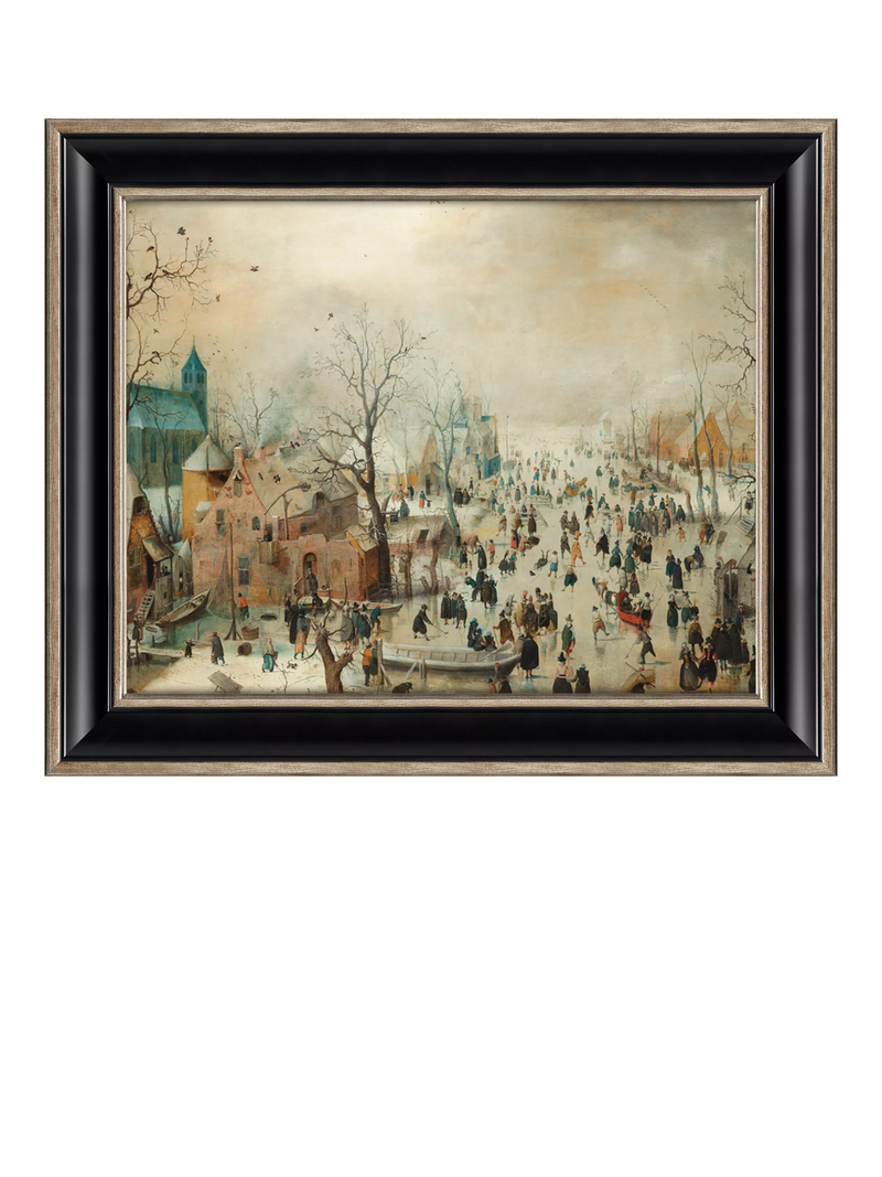 Brookpace Lascelles framed canvas print Winter Landscape with Skaters 36x42cm (British brand)