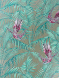 Sunbird Design Wallpaper with Exotic Bird and Foliage Pattern