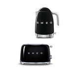 Smeg toaster and kettle set in black, UK version