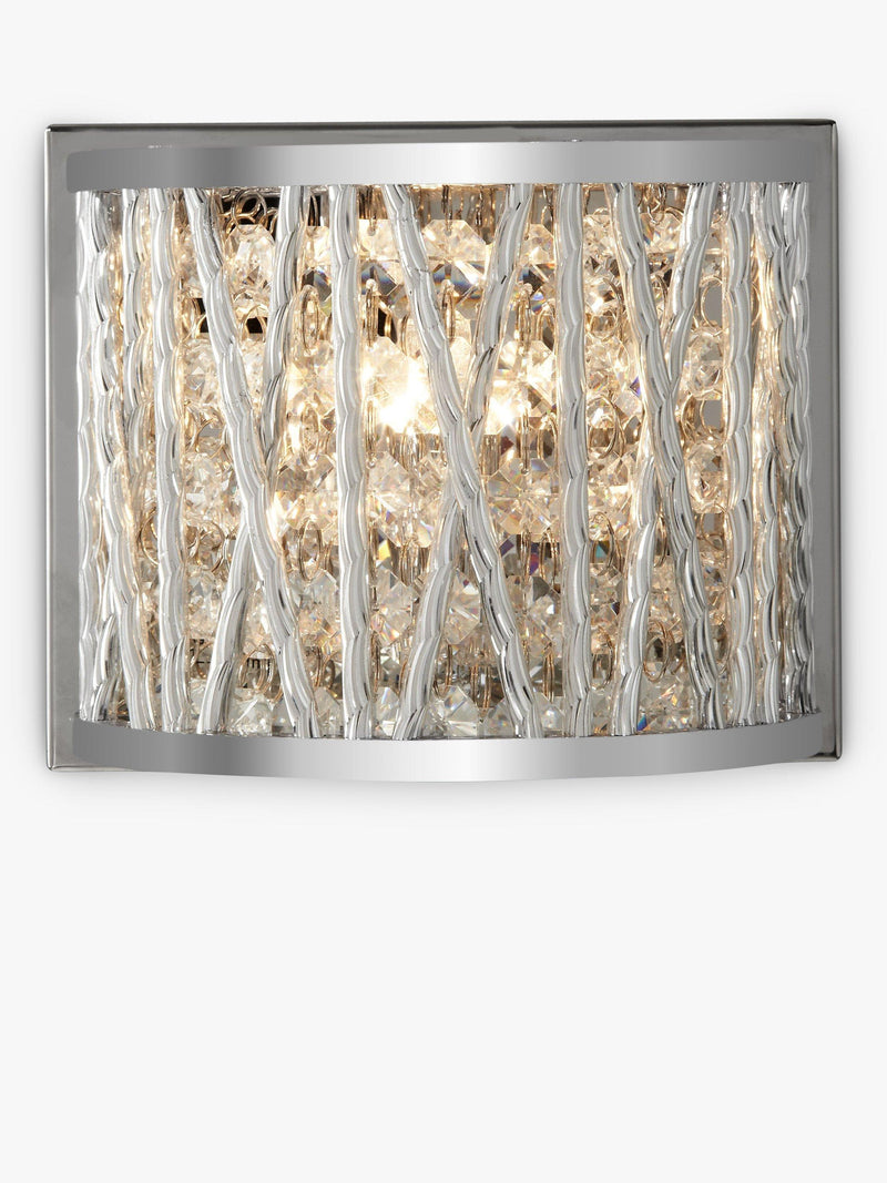 John Lewis crystal drum wall light chrome finish, imported from the UK