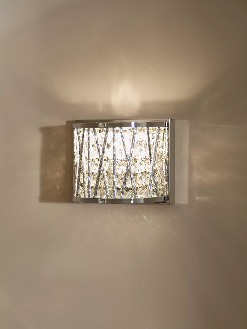 John Lewis crystal drum wall light chrome finish, imported from the UK
