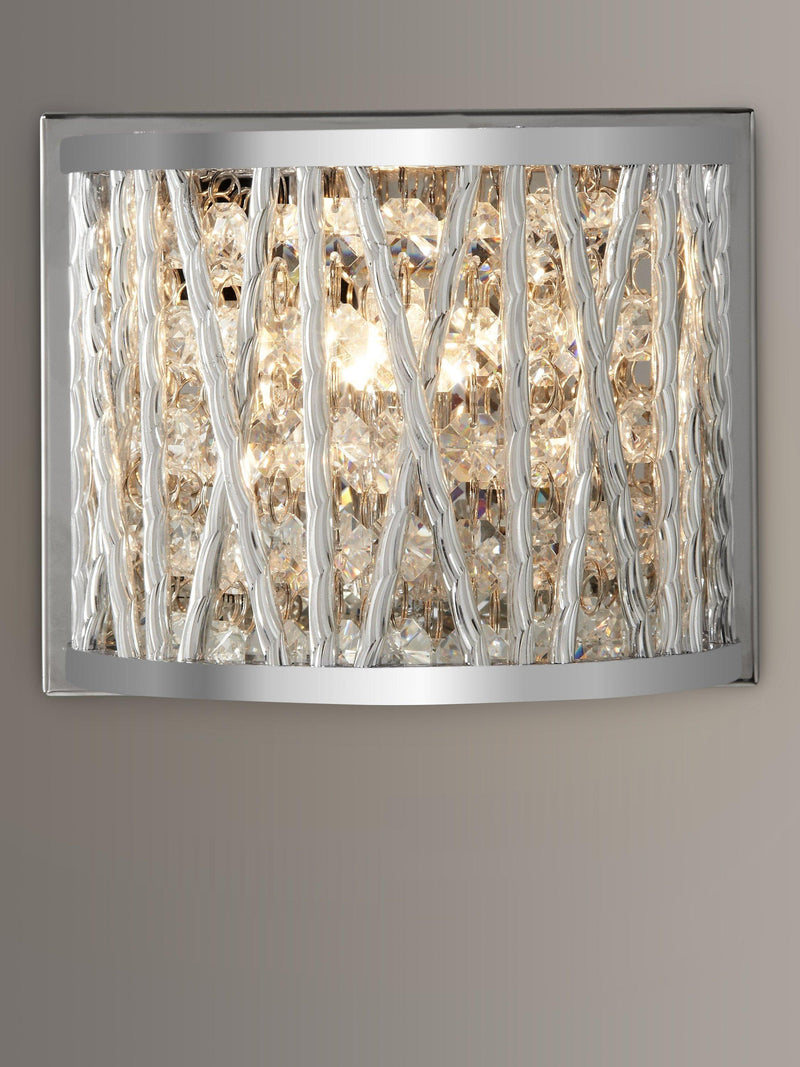 John Lewis crystal drum wall light chrome finish, imported from the UK