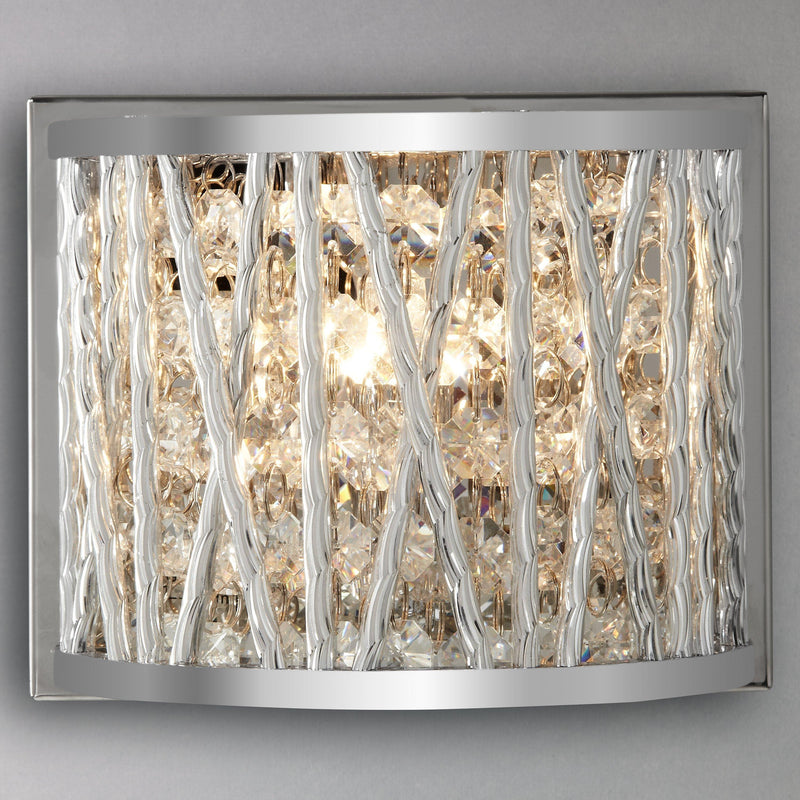 John Lewis crystal drum wall light chrome finish, imported from the UK