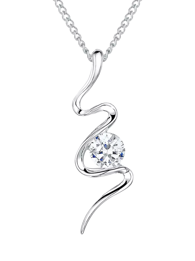Jools by Jenny Brown sterling silver cubic zirconia S-shape pendant, imported from the UK