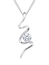 John Lewis Jools by Jenny Brown Sterling Silver Cubic Zirconia S-Shape Pendant, Rhodium Plated- Buy online at McGrocer
