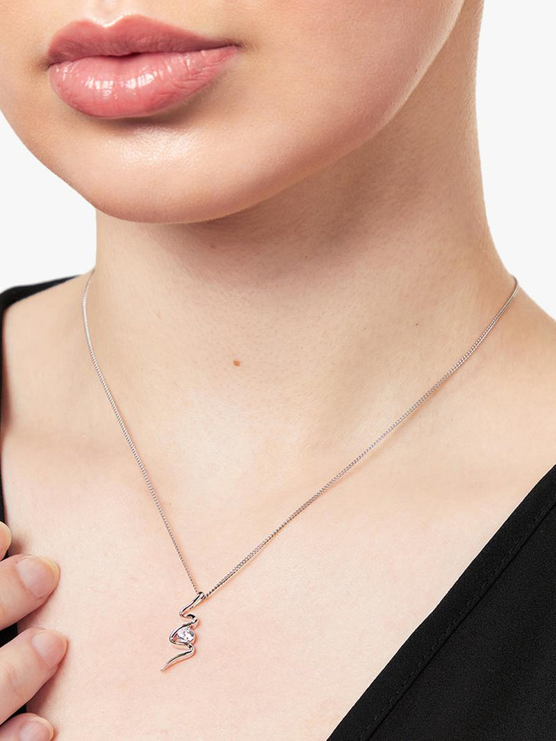Jools by Jenny Brown sterling silver cubic zirconia S-shape pendant, imported from the UK