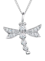 John Lewis Jools by Jenny Brown Sterling Silver Pave Dragonfly Pendant, Rhodium, 16 inch Chain- Buy online at McGrocer