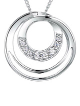 John Lewis Jools by Jenny Brown Sterling Silver Pave Infinity Circles Pendant, Rhodium Plated, 16 inch Chain- Buy online at McGrocer