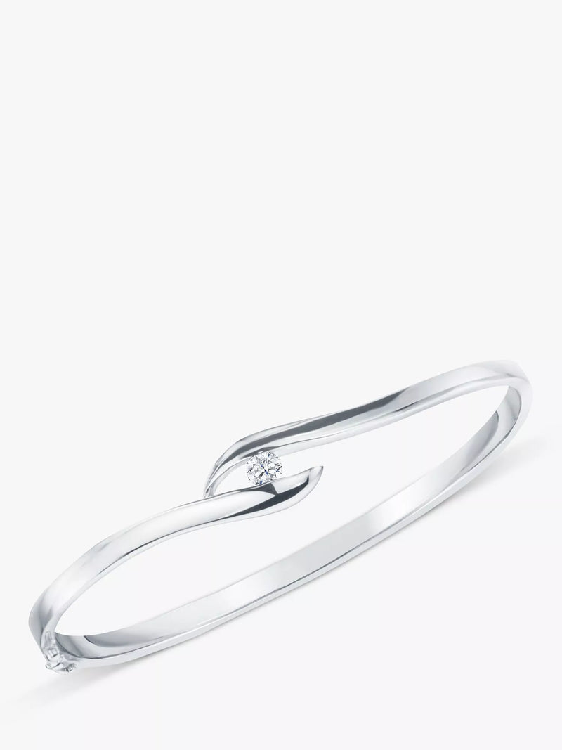 Jools by Jenny Brown polished cubic zirconia slender bangle, UK version