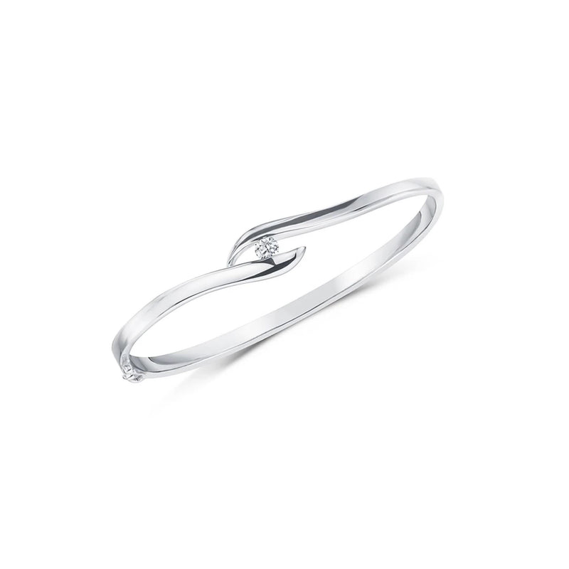 Jools by Jenny Brown polished cubic zirconia slender bangle, UK version