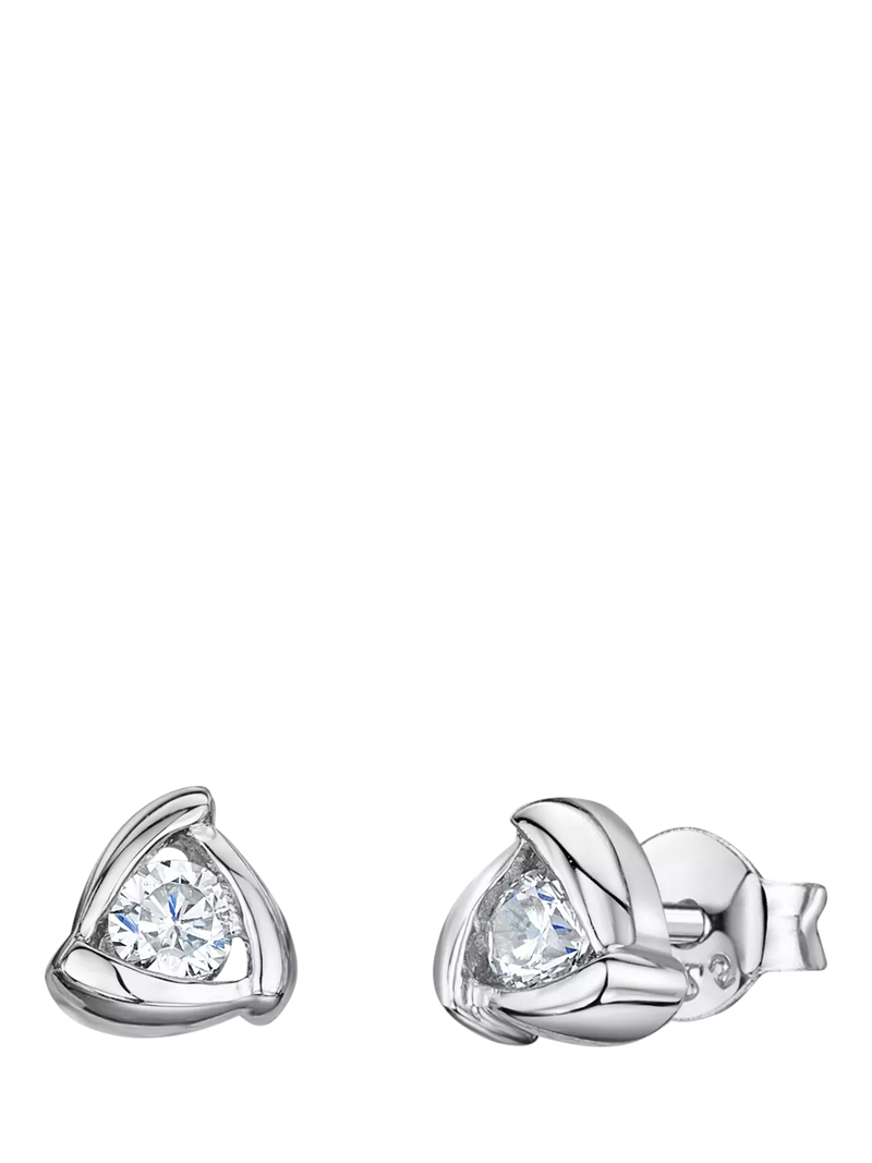 Jools by Jenny Brown cubic zirconia triangular stud earrings in silver (British brand)