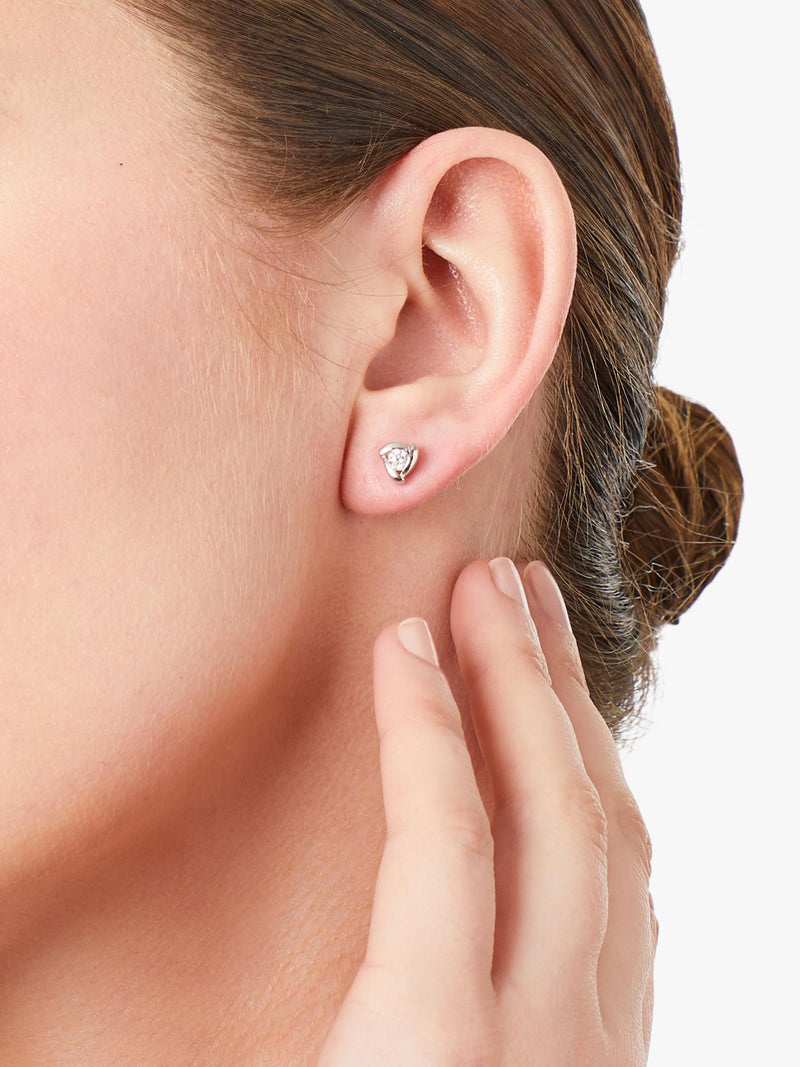 Jools by Jenny Brown cubic zirconia triangular stud earrings in silver (British brand)