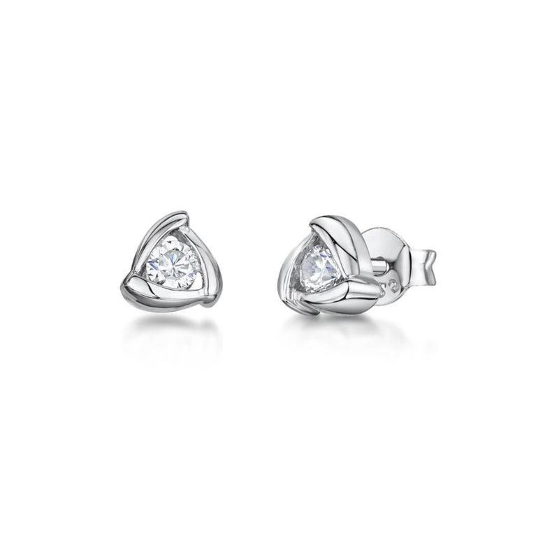 Jools by Jenny Brown cubic zirconia triangular stud earrings in silver (British brand)