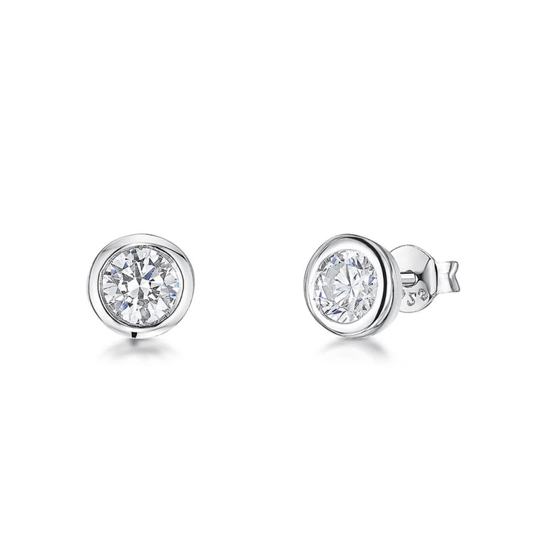 Jools by Jenny Brown stud earrings round cubic zirconia pod, UK version
