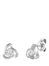 John Lewis Jools by Jenny Brown Rhodium Plated Silver Cubic Zirconia Flower Drop Earrings 0.8cm- Buy online at McGrocer