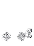 Jools cubic zirconia stud earrings in rhodium plated silver - British product