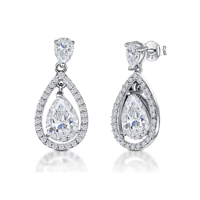 Jools by Jenny Brown pavé surround tear drop earrings, UK version