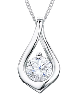 John Lewis Jools by Jenny Brown Rhodium Plated Silver Cubic Zirconia Small Twisted Drop Pendant- Buy online at McGrocer
