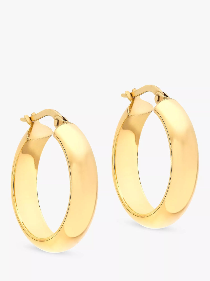 IBB 9ct yellow gold large creole hoop earrings, imported from the UK