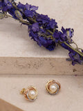 IBB 9ct gold triple tone pearl stud earrings multi, imported from the UK