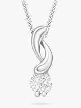 John Lewis IBB 9ct White Gold Cubic Zirconia Swirl Pendant Necklace- Buy online at McGrocer