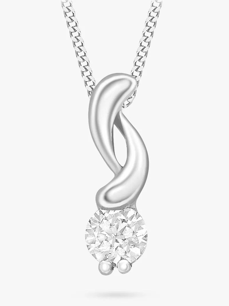 IBB 9ct white gold cubic zirconia pendant necklace (British brand)