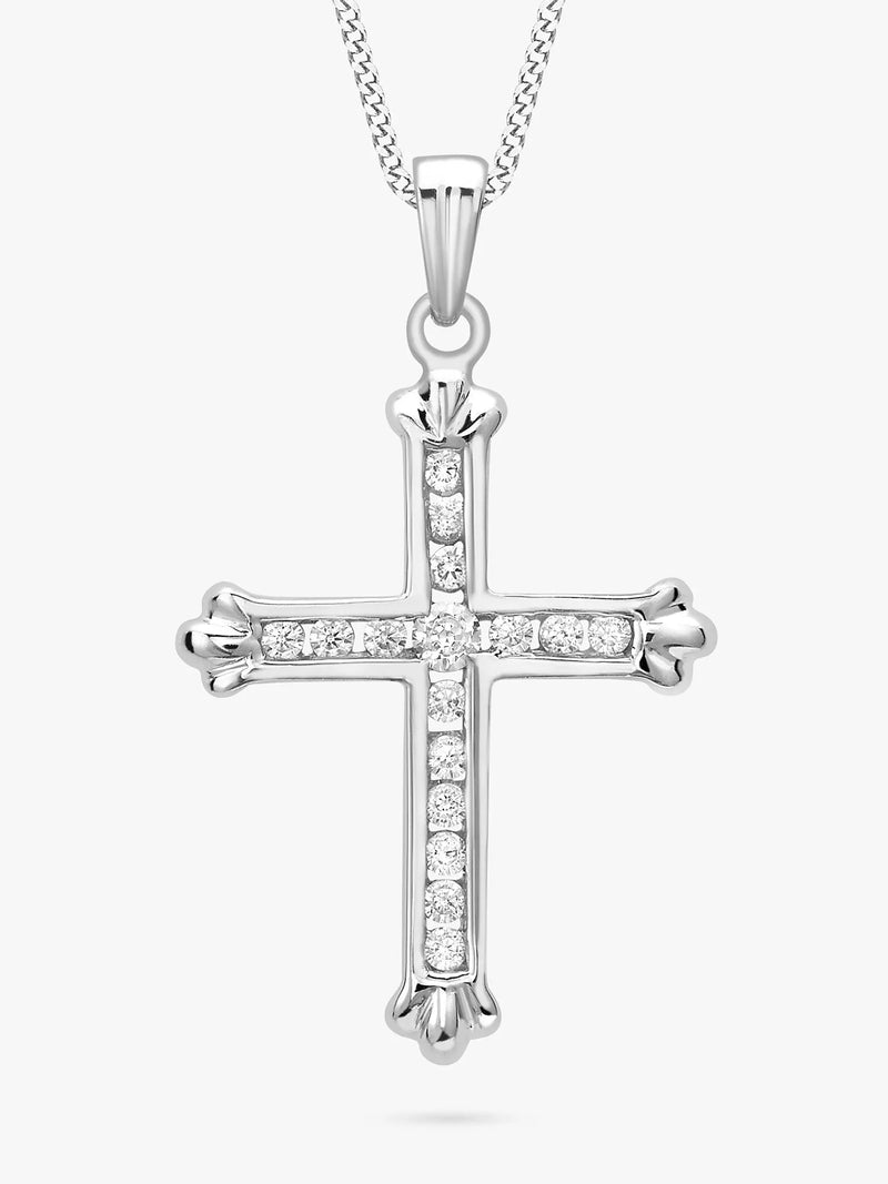 IBB cross pendant 9ct white gold cubic zirconia - British product
